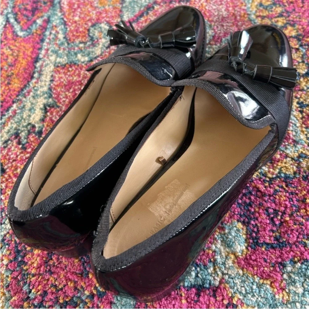 Zara | Women’s Elegant Black Patent Tassel Loafers Low Heel, Euro Size 38 US 7.5
